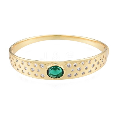 Cubic Zirconia Oval Hinged Bangle BJEW-G651-10G-05-1