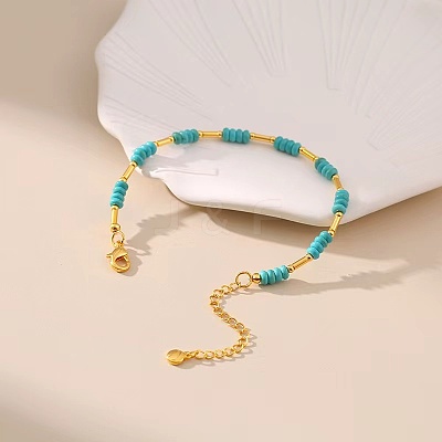 Synthetic Turquoise & Brass Beaded Bracelets for Women OR9235-1
