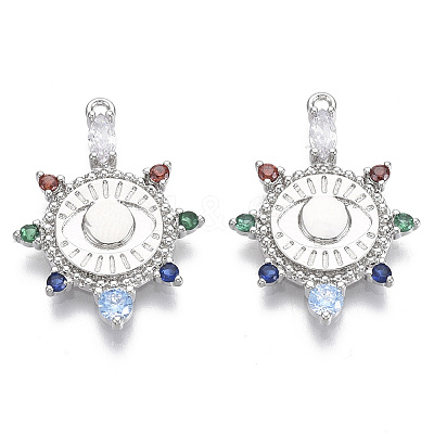 Brass Micro Pave Cubic Zirconia Pendants KK-R130-014P-NF-1