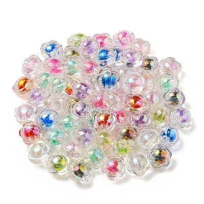 UV Plating Rainbow Iridescent Acrylic Beads X-OACR-A014-03-1