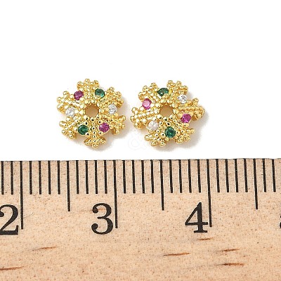 Brass Micro Pave Colorful Cubic Zirconia Bead Caps KK-K293-67G-1