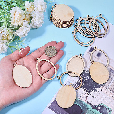 60Pcs 2 Styles DIY Handmade Geometric Wood Chips WOOD-CA0001-81C-1