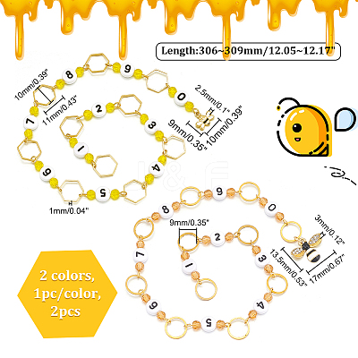 Acrylic & Glass Beaded Link Knitting Row Counter Chains HJEW-AB00443-1