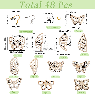 DIY Hollow Butterfly Dangle Earrings Making Kit DIY-SC0024-05-1