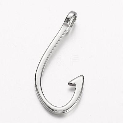 Tarnish Resistant 304 Stainless Steel Hook Clasps STAS-D166-92P-1