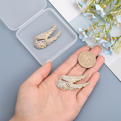 2PCS Crystal Rhinestone Wing Lapel Pin JEWB-CA0001-30G-1