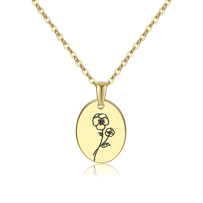 Brass Birth Month Flower Pendant Necklace HUDU-PW0001-034B-1-1