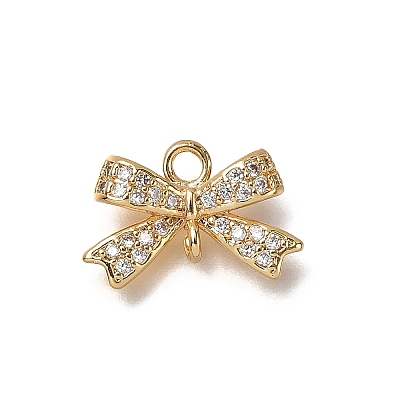 Brass Micro Pave Cubic Zirconia Bowknot Connector Charms X-KK-B152-09A-G-1