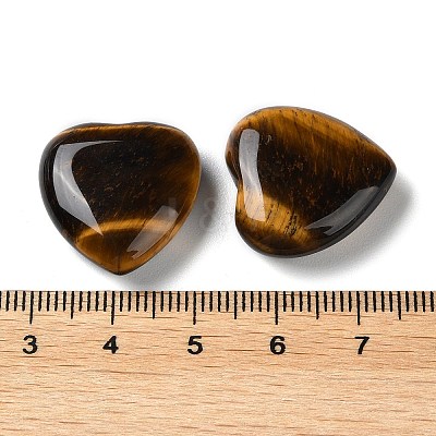 Natural Tiger Eye Heart Palm Stones G-M416-09C-1