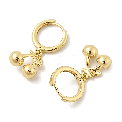 Brass Cherry Hoop Earrings EJEW-M077-19G-02-1