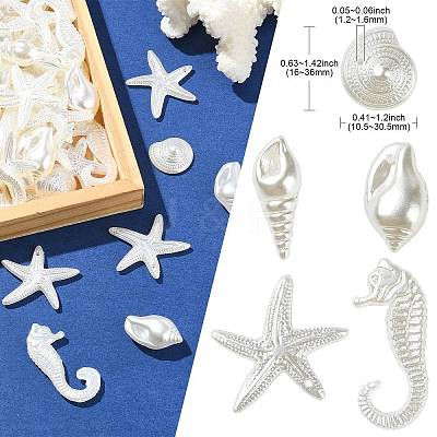 250G Marine Theme ABS Plastic Imitation Pearl Beads OACR-CJ0002-35-1