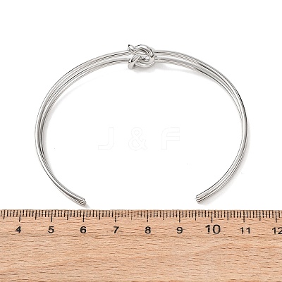 304 Stainless Steel Double Layers Cuff Bangles for Women BJEW-Z165-01P-1