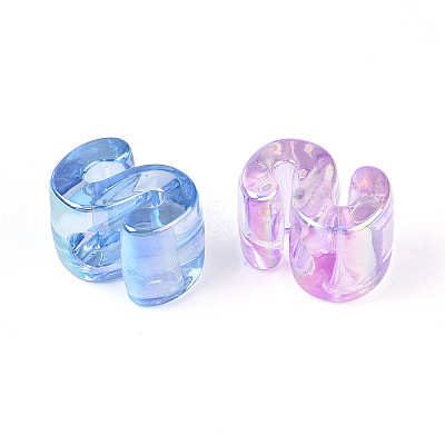 UV Plating Transparent Acrylic European Beads OACR-M027-02S-1