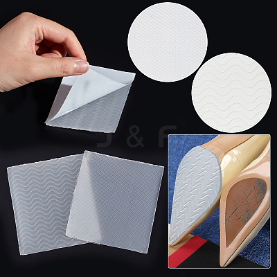 4 Pairs 2 Style PVC Self-Adhesive Anti-Slip Stick Shoes Pad AJEW-GF0004-76A-1