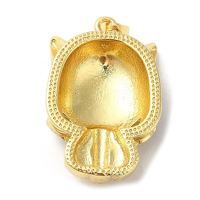 Rack Plating Brass Enamel Cubic Zirconia Pendants KK-Q771-06G-1