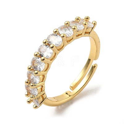 Brass Micro Pave Cubic Zirconia Finger Rings RJEW-H258-12G-1