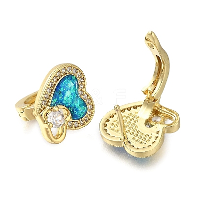 Heart Rack Plating Brass Micro Pave Cubic Zirconia Hoop Earrings EJEW-P277-07A-G-1
