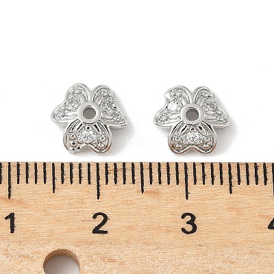 Brass Micro Pave Clear Cubic Zirconia Bead Cap KK-V015-15P-1