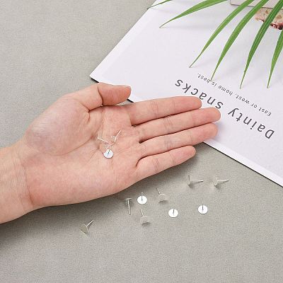 925 Sterling Silver Flat Pad  Stud Earring Findings STER-K167-045F-S-1