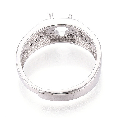 Rhodium Plated 925 Sterling Silver Micro Pave Cubic Zirconia Engagement Solitaire Adjustable Ring Settings STER-T008-14P-1