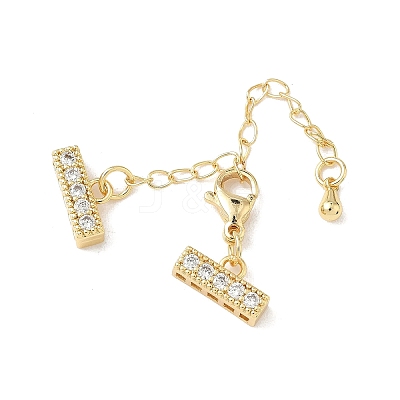 Brass Micro Pave Clear Cubic Zirconia Chain Extender KK-G536-16G-1