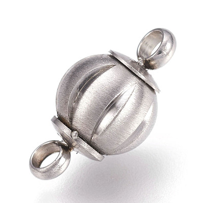 304 Stainless Steel Magnetic Clasps with Loops STAS-O101-57MP-1