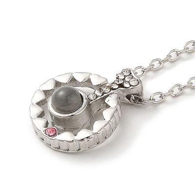 I Love You in 100 Languages Glass Projection Necklace NJEW-M204-01F-P-1