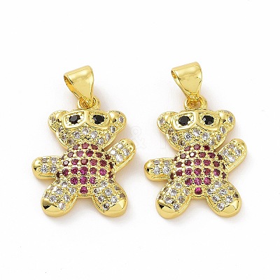Brass Micro Pave Clear Cubic Zirconia Pendants ZIRC-F135-28G-04-1