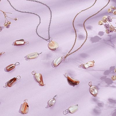 60Pcs 2 Colors Natural Seashell Nuggets Charms FIND-AR0005-68-1