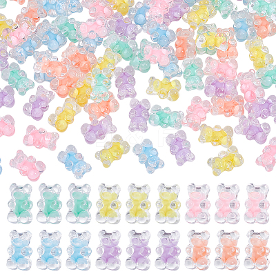 150Pcs 6 Colors Transparent Acrylic Beads OACR-NB0001-51-1