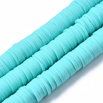 Flat Round Handmade Polymer Clay Beads CLAY-R067-10mm-20-1