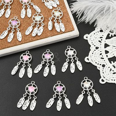 6Pcs 3 Colors Rack Plating Alloy Rhinestones Pendants FIND-YW0011-72-1