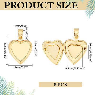8Pcs Brass Locket Pendants KK-ME0001-61-1