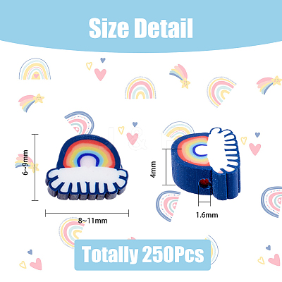250pcs 10 Colors Handmade Polymer Clay Beads CLAY-DC0001-02-1