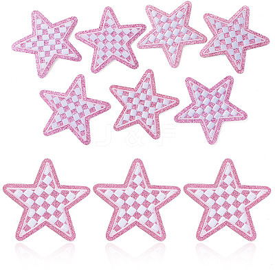 8Pcs Star with Lattice Computerized Embroidery Polyester Iron on/Sew on Patches PATC-TA0001-49A-1