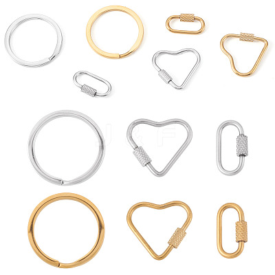 6Pcs 6 Styles 304 Stainless Steel Split Key Rings STAS-TA0003-46-1
