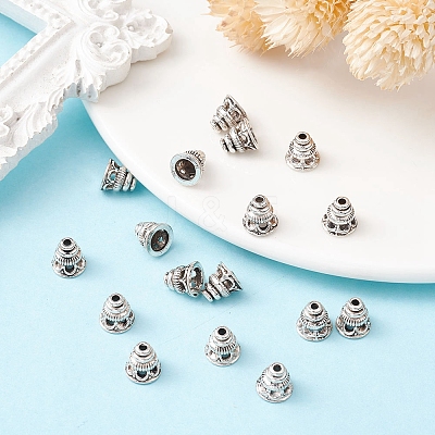Tibetan Style Alloy Bead Cones TIBE-YW0001-37-1