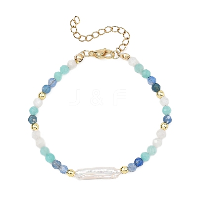 Natural & Synthetic Gemstone & Baroque Pearl Keshi Pearl Beaded Bracelets for Women BJEW-JB13594-1
