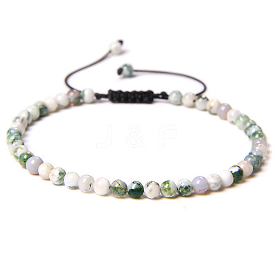4mm Natural Tree Agate Beaded Braided Bracelets SY1950-24-1