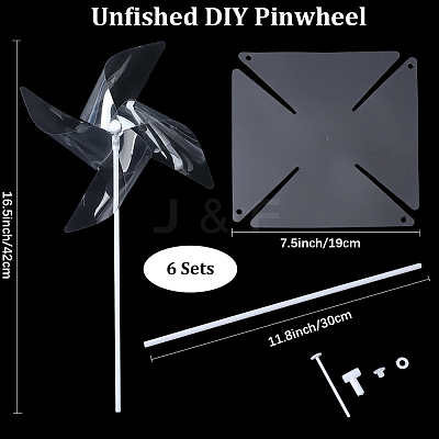 6Pcs DIY Craft PET Windmill DIY-CP0013-48A-1