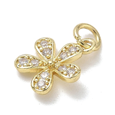 Brass with Rhinestone Charms KK-CBAD872-01G-08-1