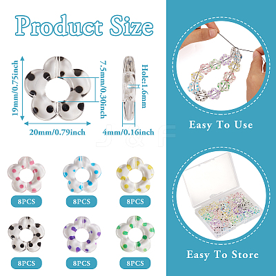 48Pcs 6 Colors Transparent Plastic Bead Frame KY-TA0001-26-1