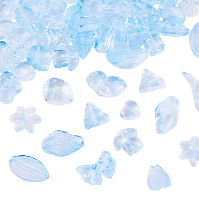 64Pcs Gradient Color Transparent Glass Beads GLAA-TA0003-48B-1