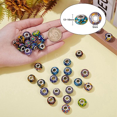34Pcs 17 Colors Handmade Polymer Clay European Beads CLAY-SZ0001-52-1