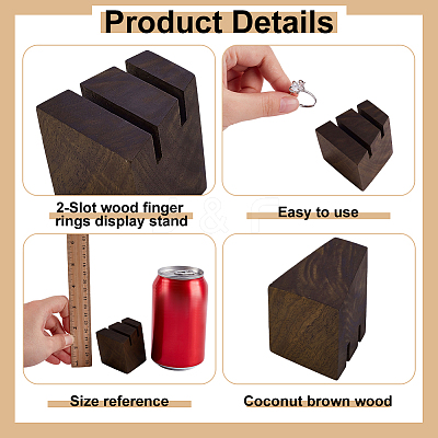 2-Slot Wood Finger Rings Display Stands RDIS-WH0006-33-1