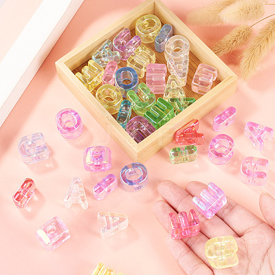 40Pcs 5 Colors UV Plating Transparent Acrylic European Beads OACR-TA0005-05-1