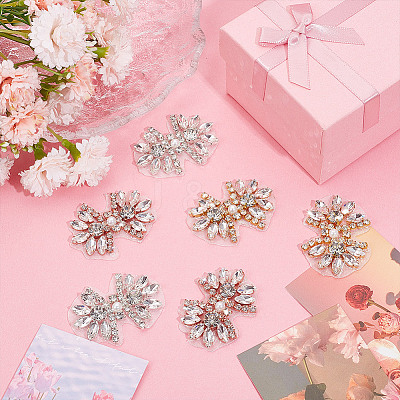 6Pcs 3 Colors Alloy with Glass Rhinestone Bowknot AJEW-NB0006-23-1
