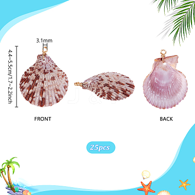 25Pcs Natural Shell Pendants PALLOY-PH01859-1