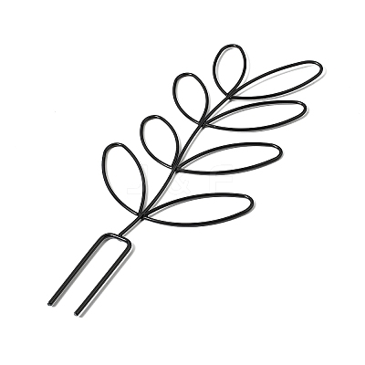 Leaf-Shaped Iron Plant Trellis AJEW-G074-03B-1