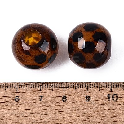 Leopard Print Opaque Acrylic European Beads OACR-N162-18A-1